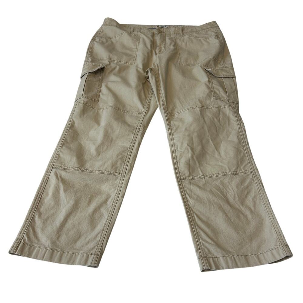 L.L. Bean Women's Favorite Fit Cargo Pant Tan Sz 16P Outdoor Casual Preppy